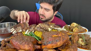 ASMR; Eating Spicy Mutton Chops Biryani+Spicy Two Whole Chicken+Spicy Mutton & Eggs Curry Mukbang