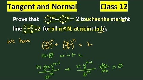 Prove that (x/a)^n+(y/b)^n=2 touches the straight line x/a+y/b=2 for all n belongs to natural number