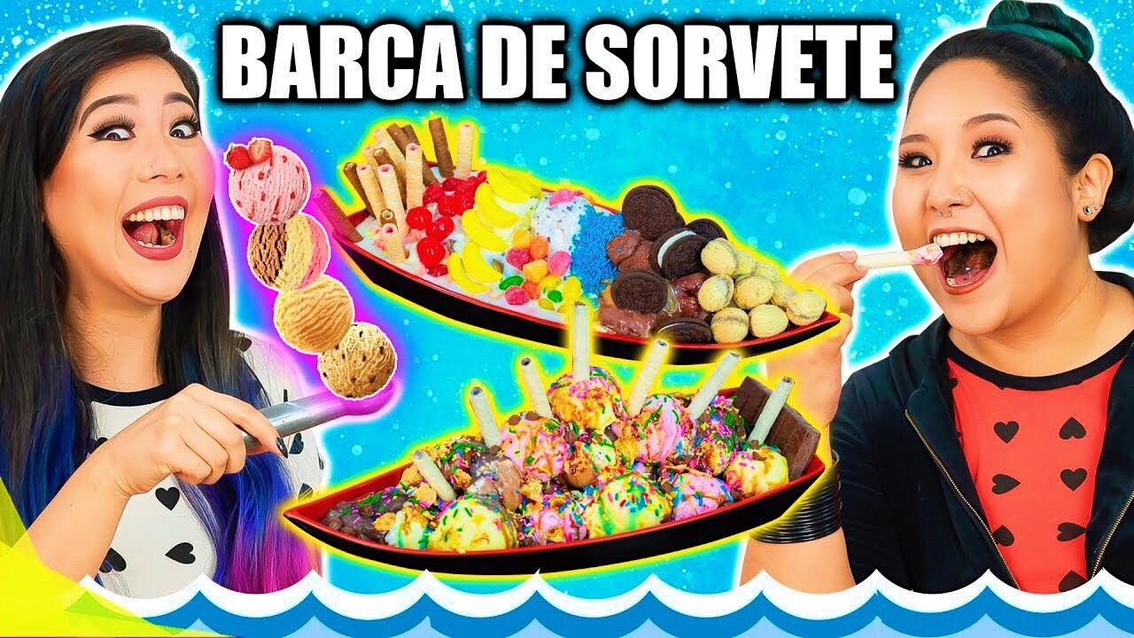 ⁣SUPER BARCA DE SORVETE CHALLENGE! - Desafio do sorvete | Blog das irmãs