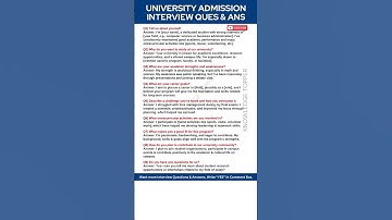 University Admission Interview Questions and Answers | College Admission Interview Questions Answers