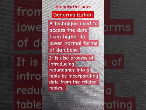 Video: Wat is denormalisatie in database met voorbeeld?