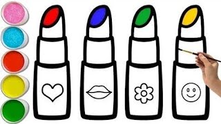 lipstick drawing , painting & colouring for kids & toddlers | easy drawings #art #drawing #lipstick