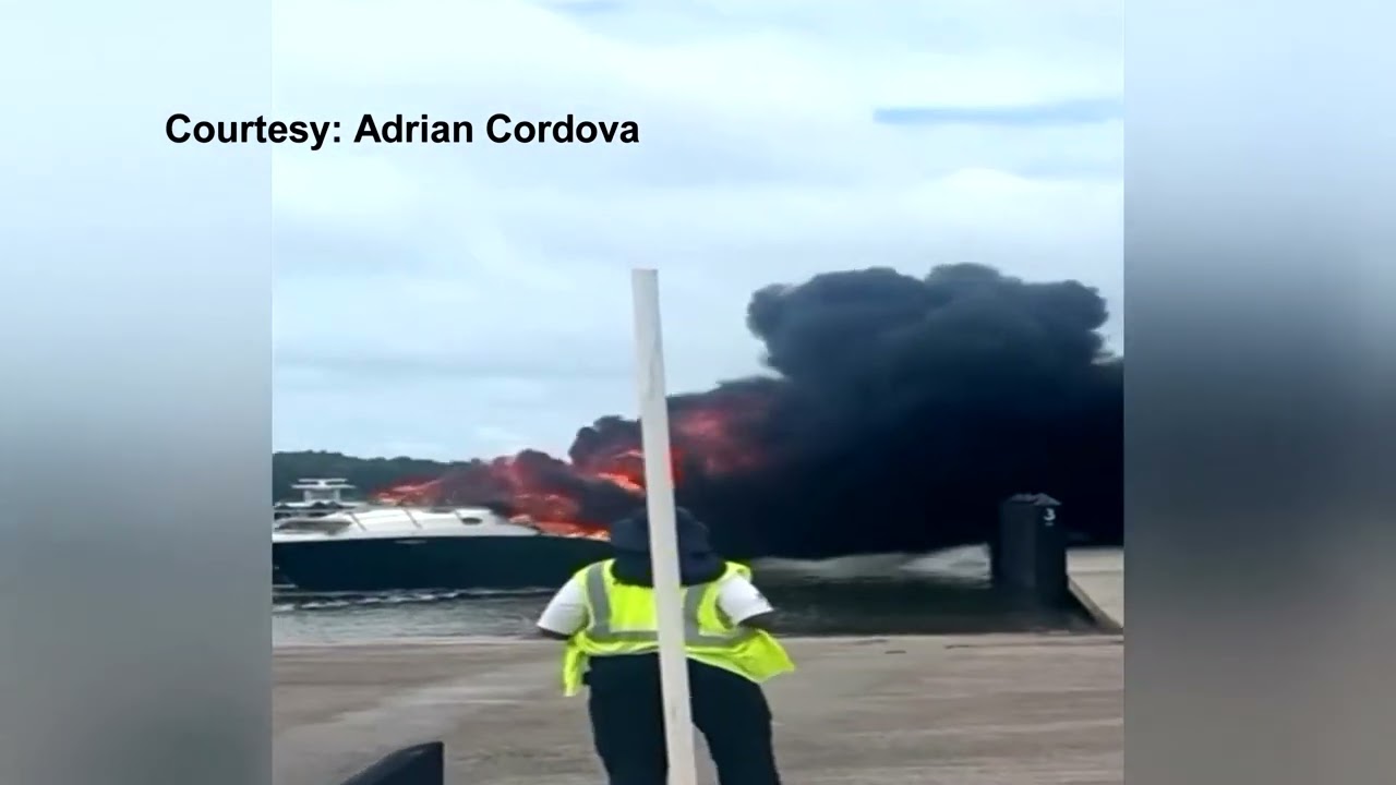PKG: Boat Goes Up In Flames In Key Biscayne