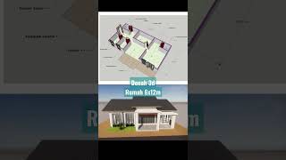 Denah 3D Rumah 6X12 Atau 12X6 3 Kamar Tidur