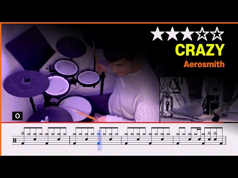 Crazy - Aerosmith (★★★☆☆) <strong>Drum</strong> Cover <strong>with</strong> Sheet Music