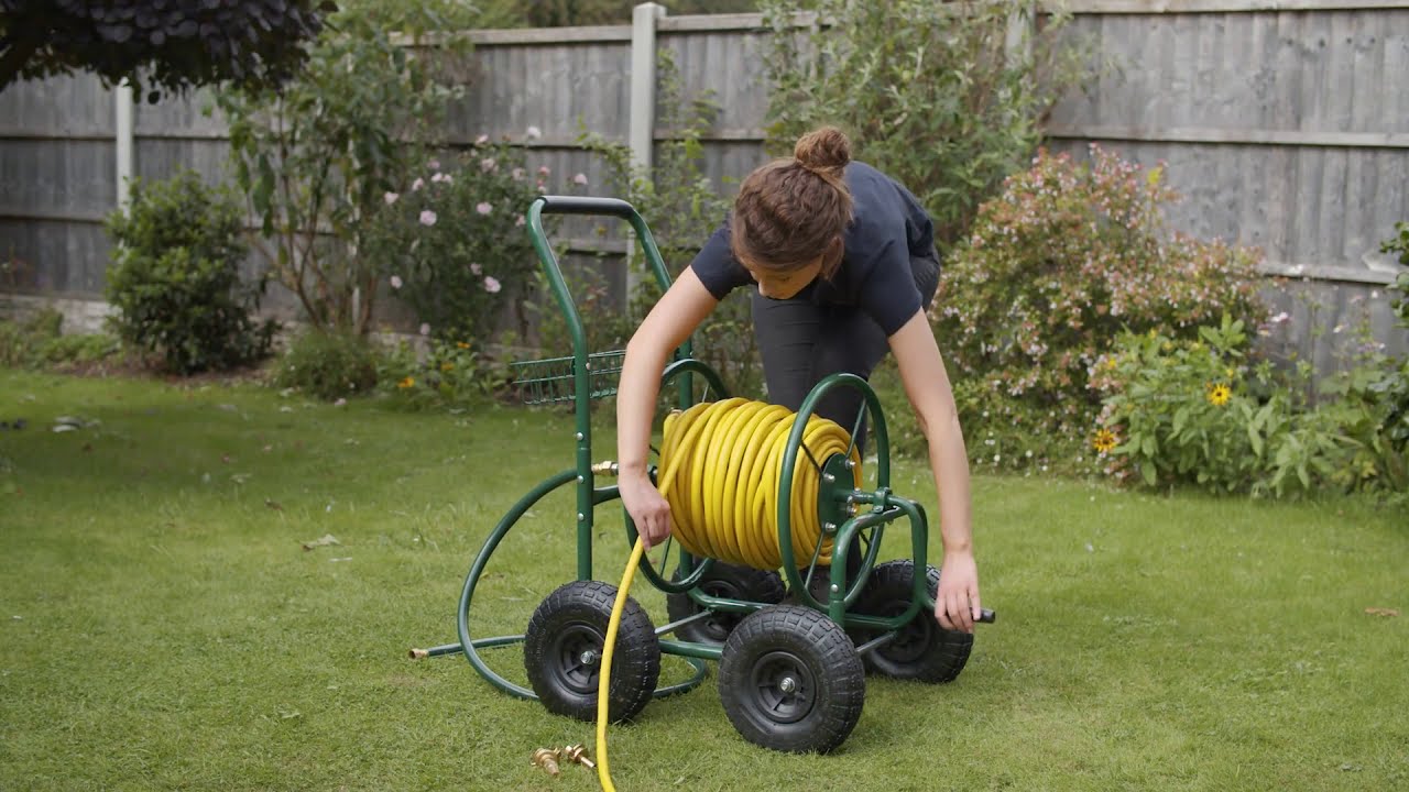 HydroSure 150m Heavy Duty Hose Reel Cart with Basket