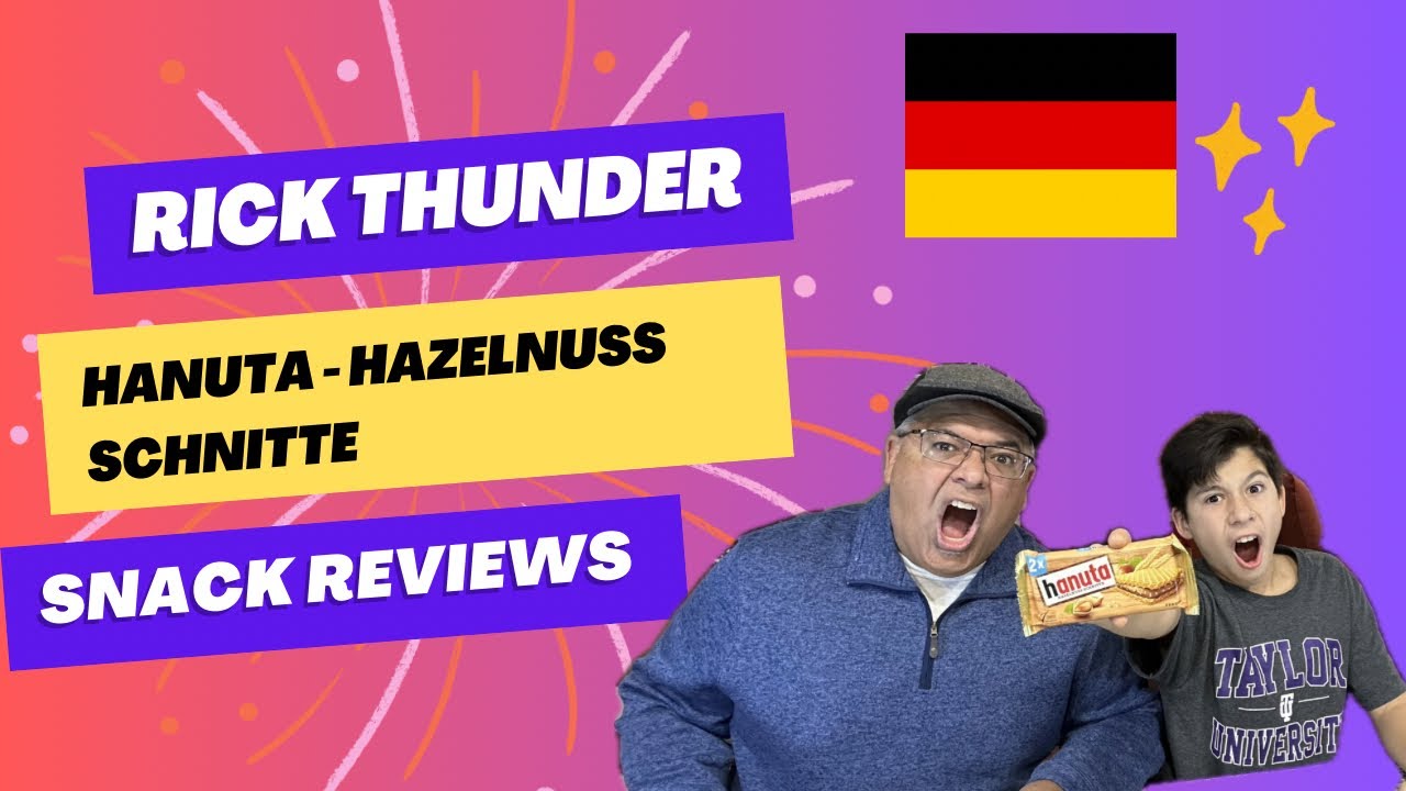 American Father & Son Try German Snack | 🇩🇪 Hanuta Hazelnuss Schnitte | Snack Review