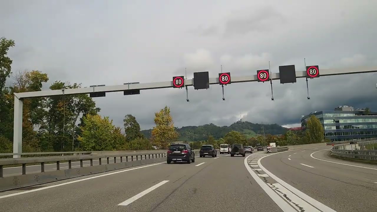 A1 Bulle - Fribourg 4k Driving Tour, Switzerland, Suisse, Svizzera #highway #schweiz #a1 
