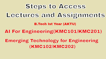 Procedure : AI For Engineering(KMC101/KMC201) || Emerging Technology for Engineering (KMC102/KMC202)
