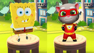 Talking Tom Hero Dash VS Tag with Ryan SpongeBob SquarePants - All Characters Unlocked Gameplay
