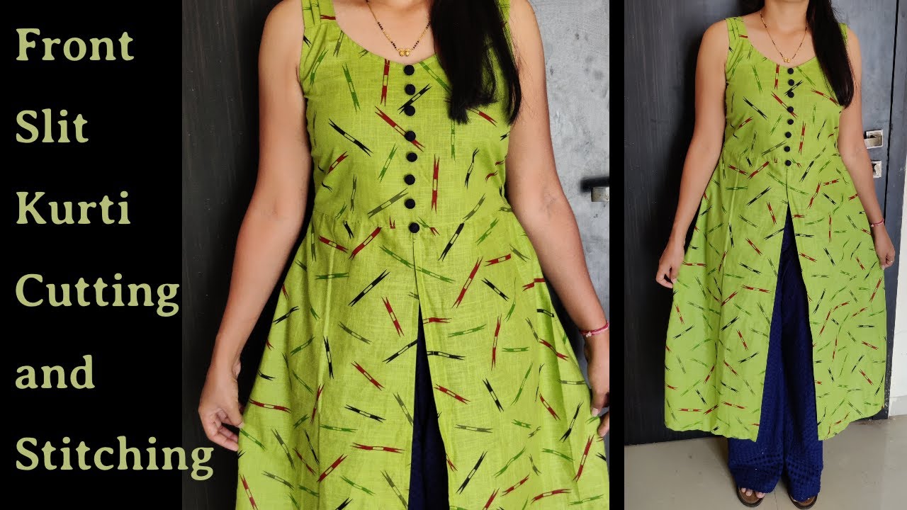 Front Slit Kurti Cutting and Stitching  Detailed tutorial  YouTube