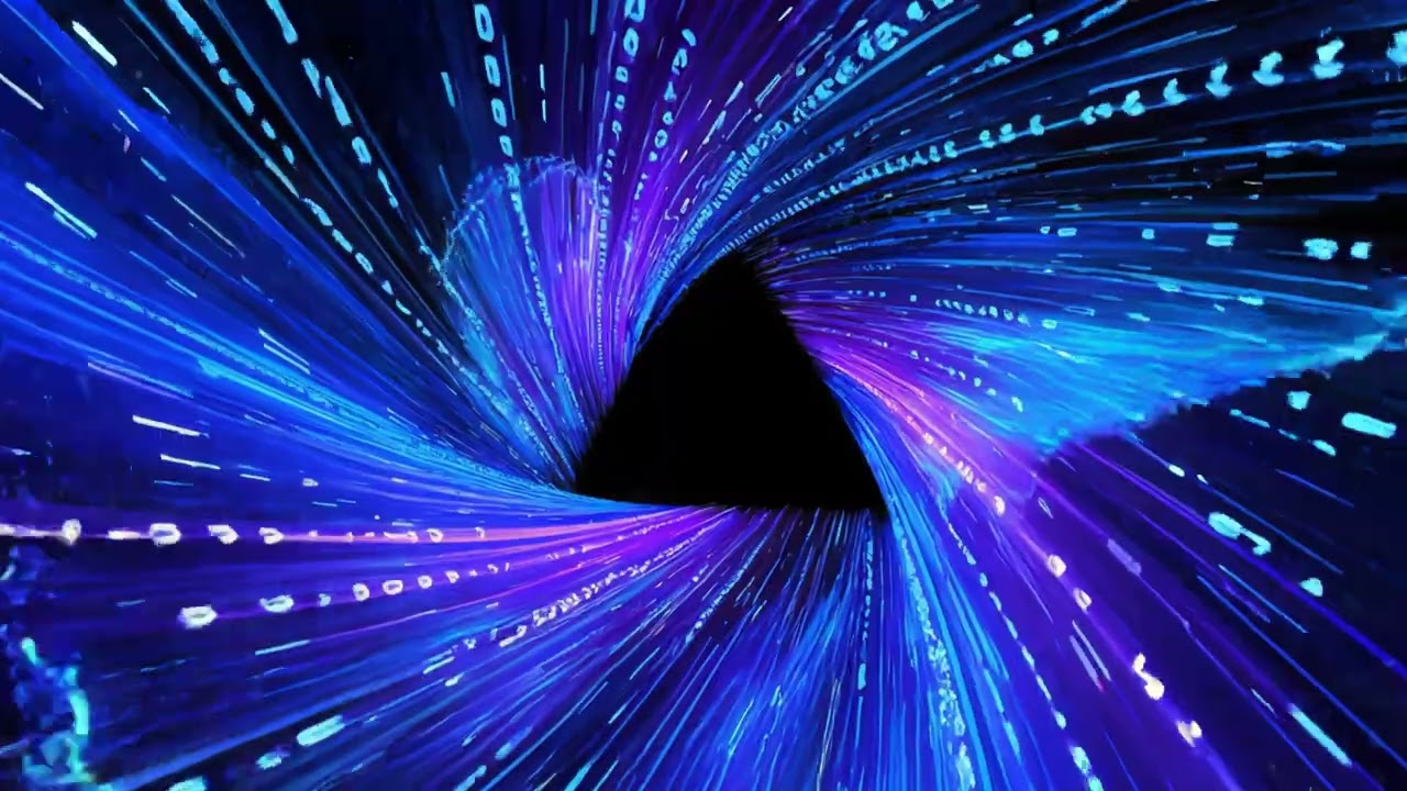 Futuristic Blue Data Tunnel Binary Code Stream Vortex Seamless Motion Background Loop Version 2