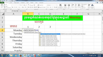 Ms Excel #16- Weekday Function