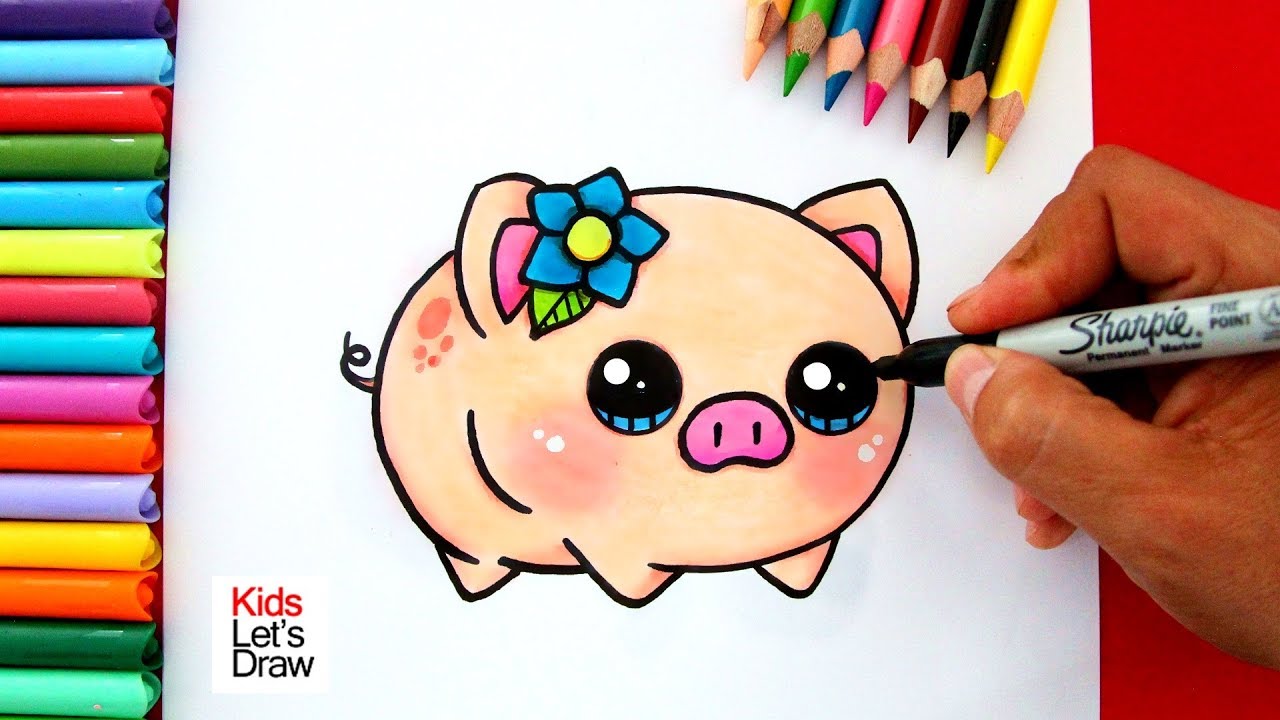 Aprende a dibujar un CERDO KAWAII Fácil | How to Draw a Cute Pig for Kids,  Toddlers - thptnganamst.edu.vn