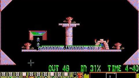 Lemmings - Tricky, level 26 - "I have a cunning plan" walkthrough.
