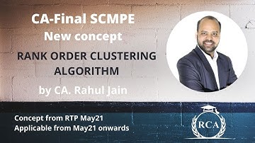 CA-Final SCMPE | RTP May2021 | New Concept | Rank Order Clustering Algorithm - in English