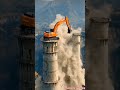 Giant Excavator Demolishes Massive Chimney 😱 Unexpected Collapse #construction #Shorts #collapse