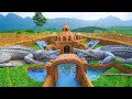 Build Swimming Pool Crocodile Water Slide Around Secret Underground Castle - Part 2