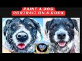 How to paint a dog portrait on a rock tutorial in acrylic rockpainting