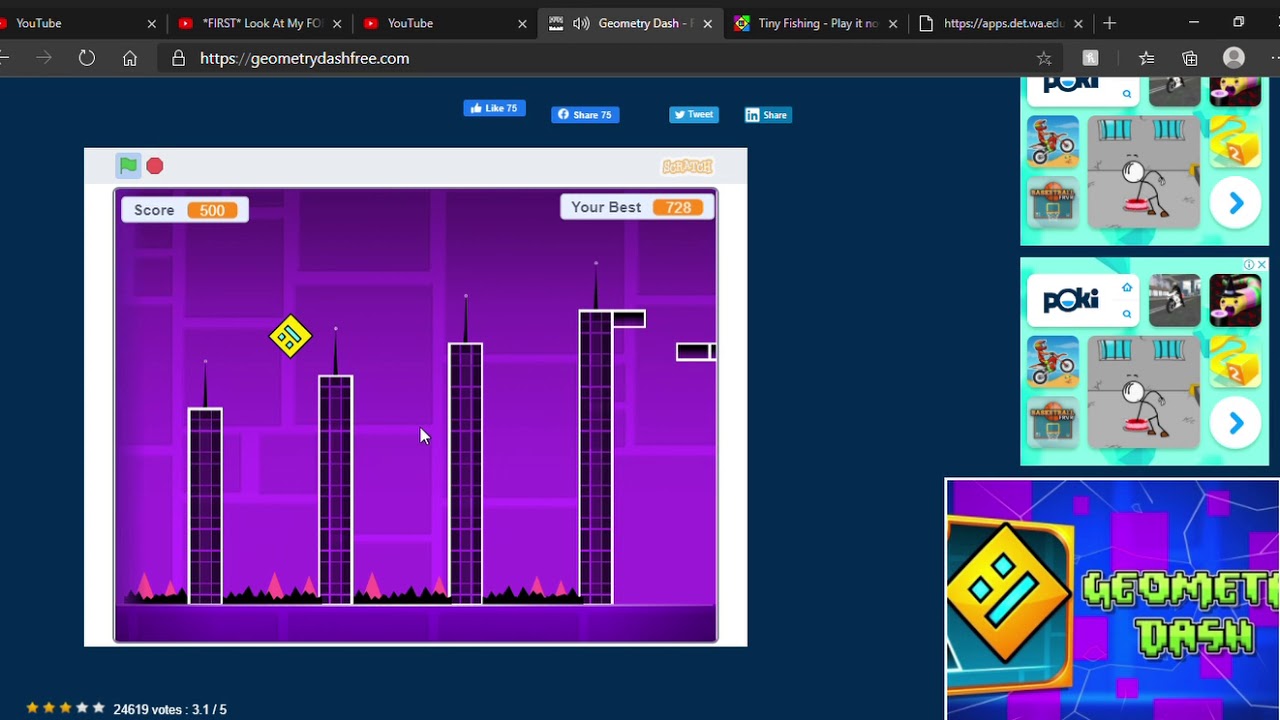me just playing geometry dash(hard as f#ck) - YouTube
