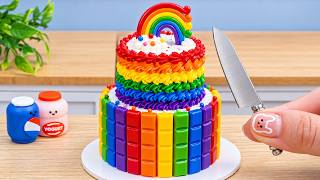 Mini Rainbow Buttercream Cake Decorating With KITKAT Miniature Rainbow Cake Recipes Ideas