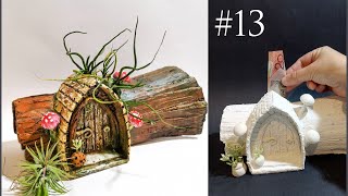 Fairy Garden Tree Log House No.13 Money Box Cardboard and Plastic Bottle DIY Craft Ideas