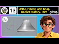 Rhino 3D में Smart Track, Grid Snap, Ortho, Planar, Record History, Trim Command