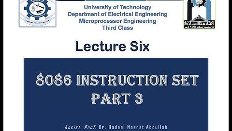 Lec6 - Microprocessor Engineering - Dr Hadeel Nasrat