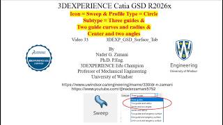 3DEXPERIENCE CATIA 3DEXP GSD 33 Sweep Circle Subtype 1 2 3 Surface Tab R2026x