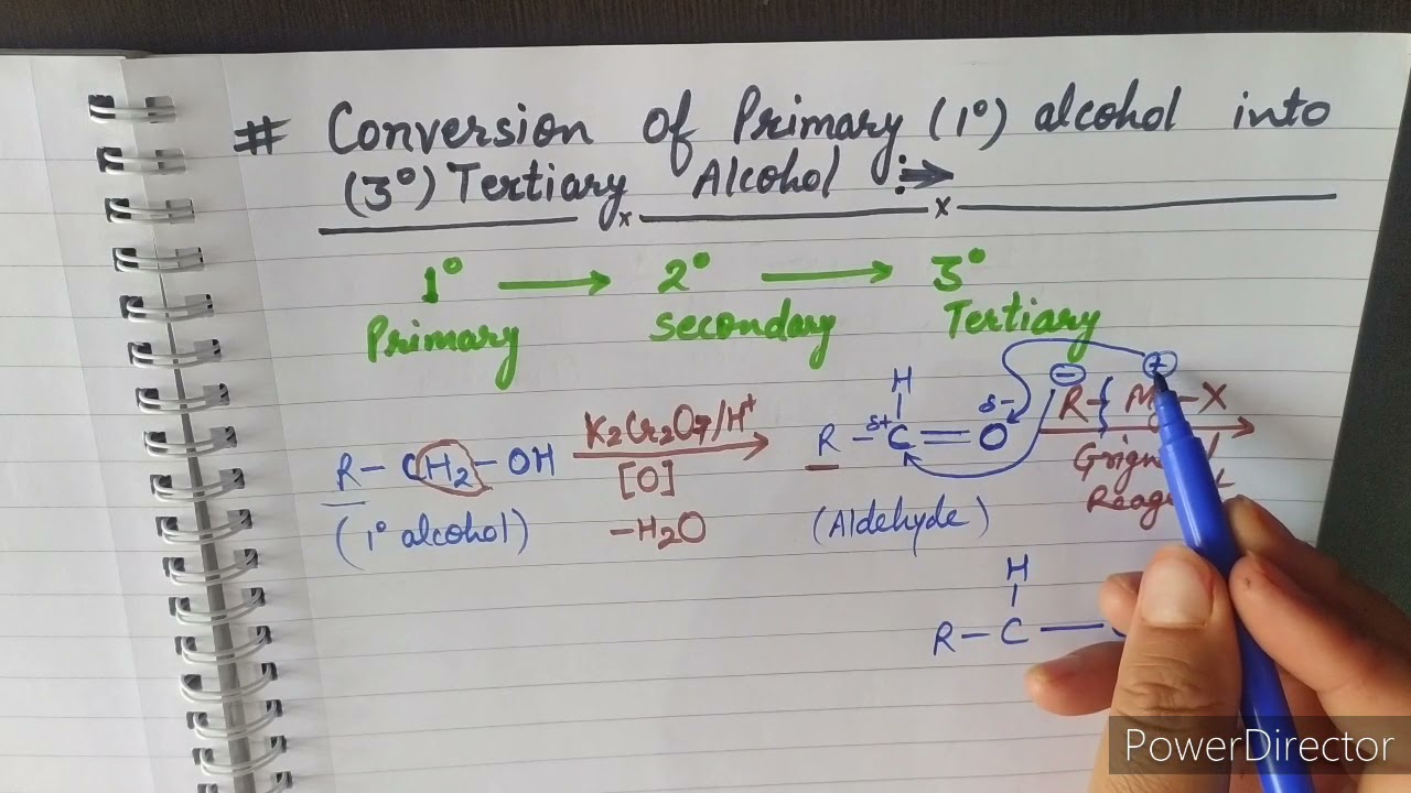 Conversion of Primary Alcohol into Tertiary Alcohol for class 12th and BSc YouTube