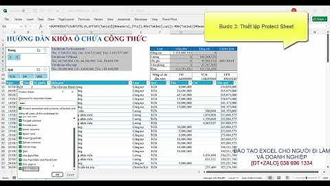 Hướng dẫn khóa bảo vệ công thức Excel