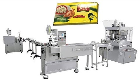 10g chicken cube pressing paper film wrapping box packing machine line(Philippines customer)