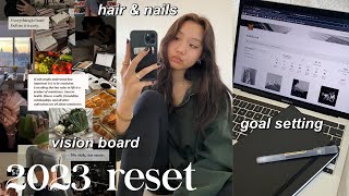 2023 reset vlog | new hair, nails, vision board, cooking