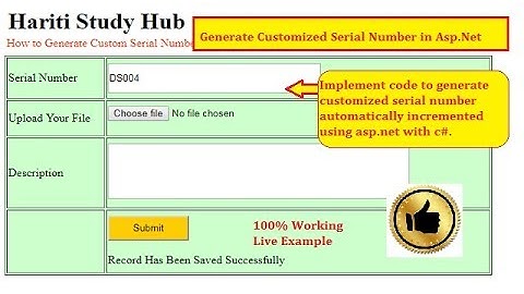Generate Customized Serial Number Automatically Increment in Asp.Net C# | Hindi | Free Online Class