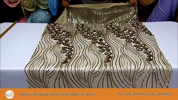 Cosmic Hollywood Wavy Floral Sequins Fabric