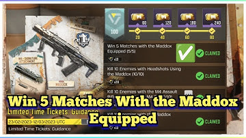 Call Of Duty Mobile Win 5 Matches With the Maddox Equipped Task Complete