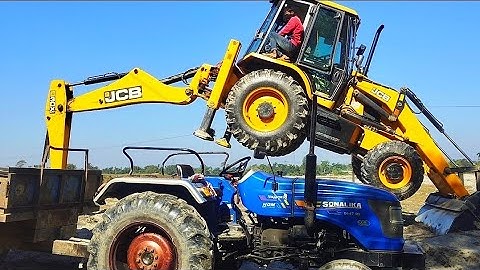 JCB 3DX PLUS Loading Village Pond Mud in Sonalika Mahindra John Deere Swaraj Tractor | Jcb | Tractor
