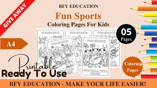 1086 FREE Fun Sports Coloring Pages For Kids Color and Learn 5 Pages