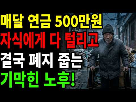 연금 500만 원 받고도 폐지를 줍는 부부... 자녀를 위해 다 퍼준 노후의 잔혹한 결말!