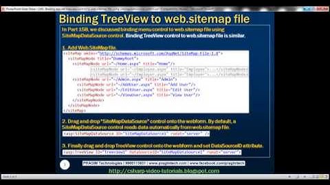 Part 161   Binding asp net treeview control to web sitemap file using sitemapdatasource control