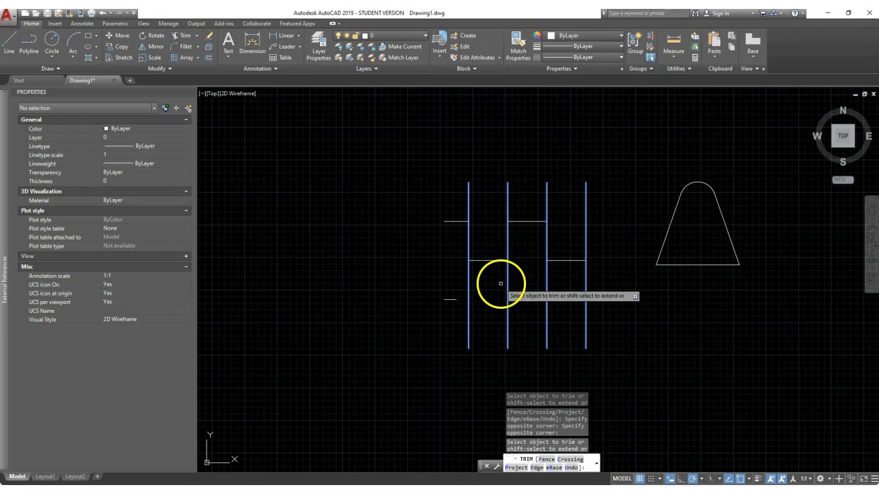 AutoCAD - Ajuster et Prolonger - YouTube