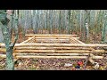 Simple off grid log cabin build easy wall construction butt and pass