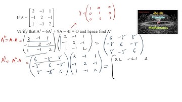 If A =[2 -1 1 -1 2 -1 1 -1 2] verify that A^3-6A^2+9A-4I=0 A^-1 |Determinants|Matrices|NCERT|2023-24