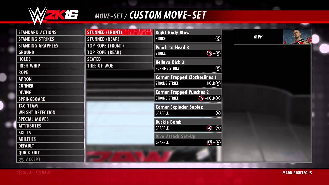 WWE 2K16 MVP Moveset