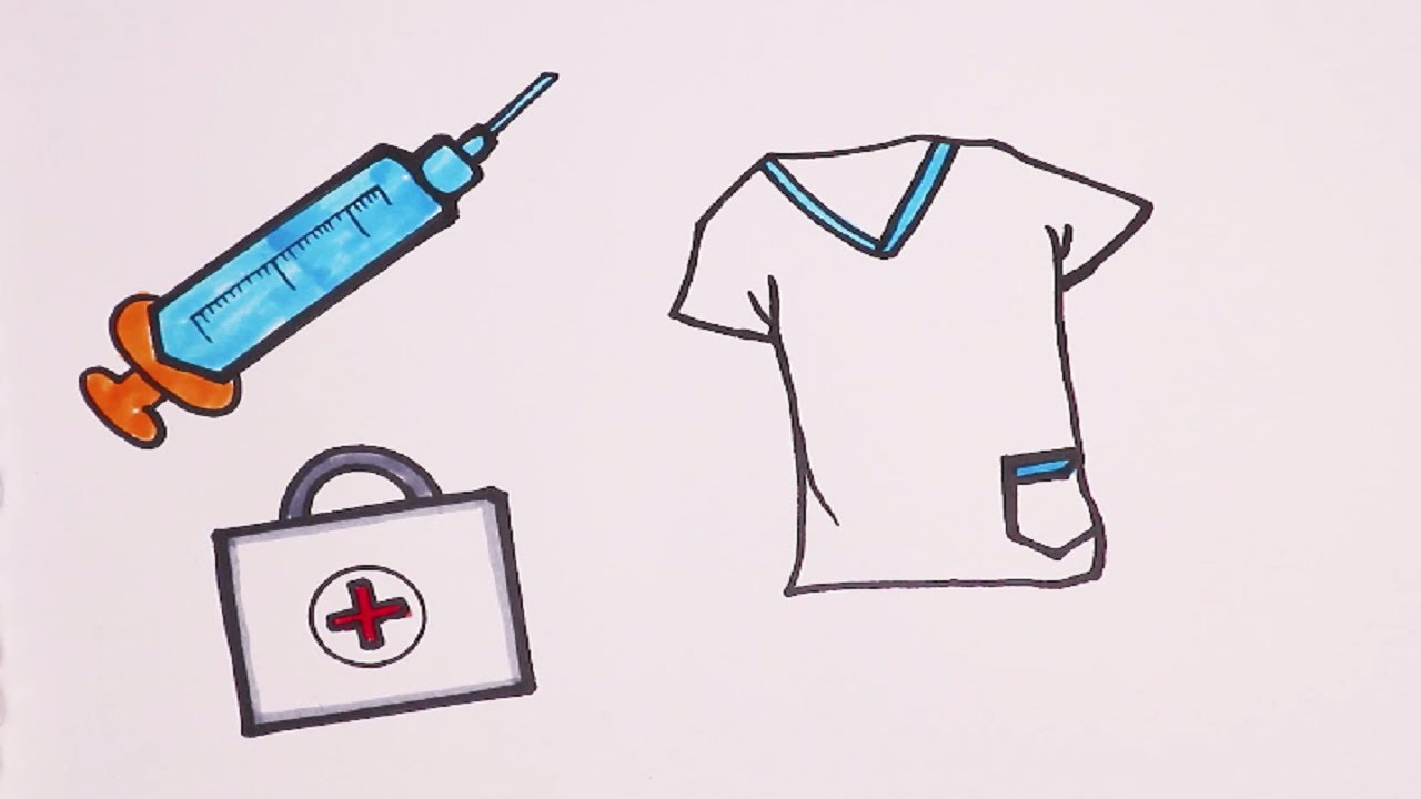 How To Draw And Clolour  Nurse Uniform/ Easy Drawing For Children | Easy Drawing Step By Step.
