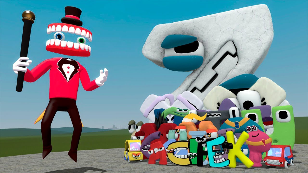 CAINE FROM THE AMAZING DIGITAL CIRCUS VS ALPHABET LORE FAMILY In Garry's Mod!