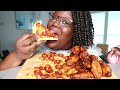 NO YEAST-2 INGREDIENT PIZZA BBQ WINGS RECIPE + MUKBANG | COOKING SOUNDS ASMR 실제 요리 소리