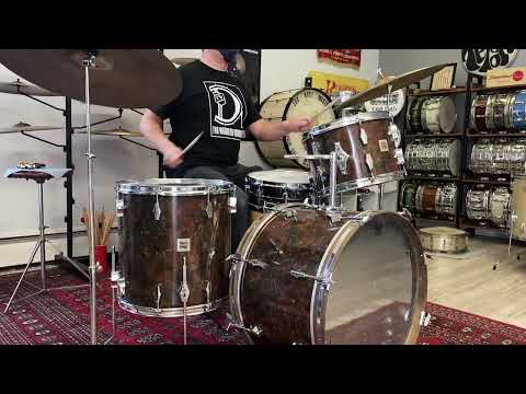 1970s Fibes Coda Drum Set Martin-Era Agate  Finish (Brown Marble)