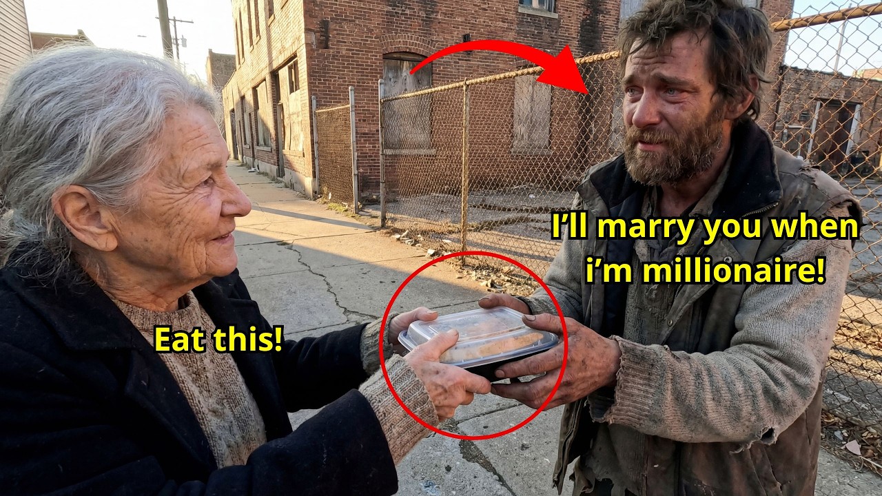 A homeless man promised, “I’ll marry you when I’m rich,” to the elderly woman who fed him...