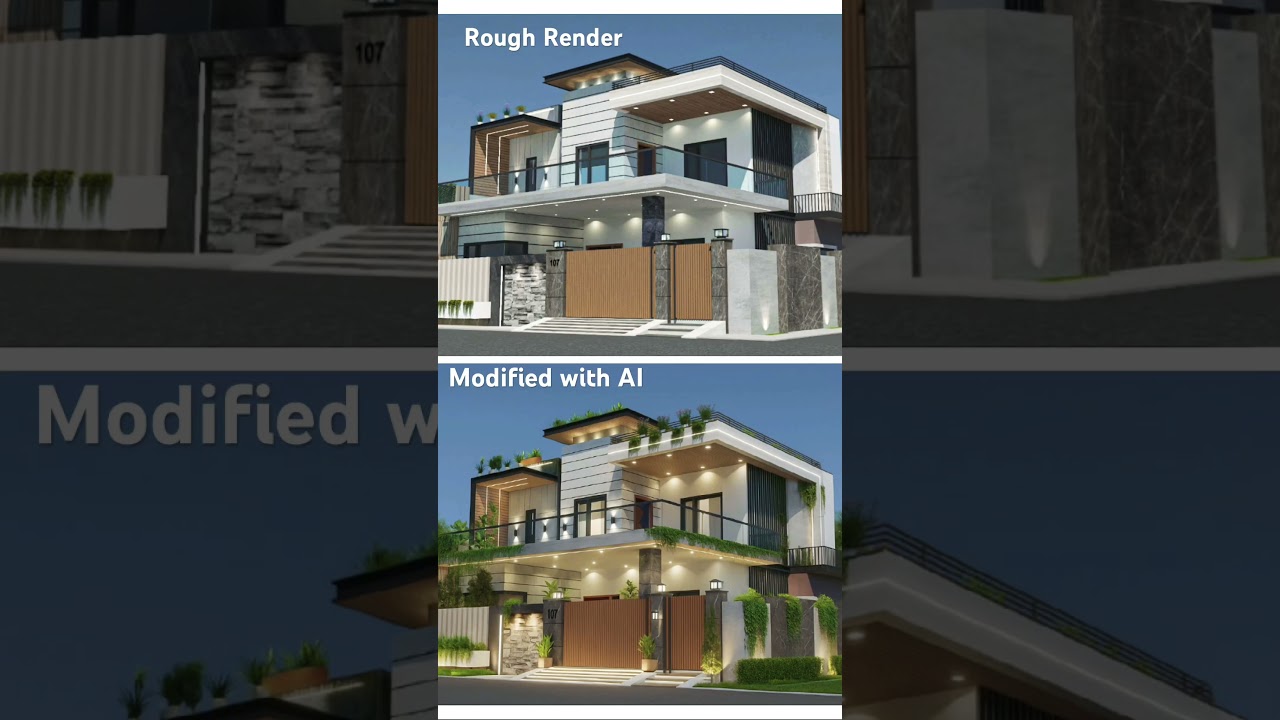 👉 From Rough Render to AI Perfection | 3ds Max + Vray + AI Edit | Modern House Design 2025 